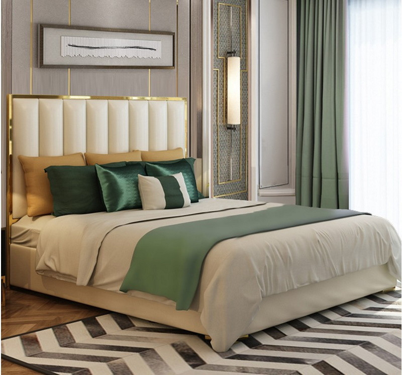 Giường ngủ viền vàng tinh tế HH057