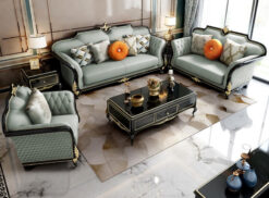 Ghế sofa văng da tân cổ điển V36 – Sang Trọng, Đẳng Cấp, Giá Xưởng Tại Sofa Huy Hoàng