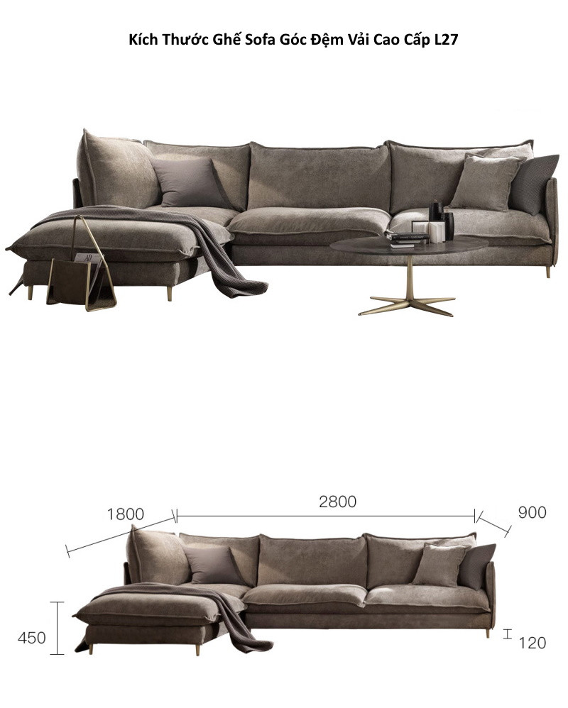 Ghế sofa góc đệm vải cao cấp L27 – Sang trọng, êm ái, giá rẻ tận xưởng Sofa Huy Hoàng - Ảnh 5