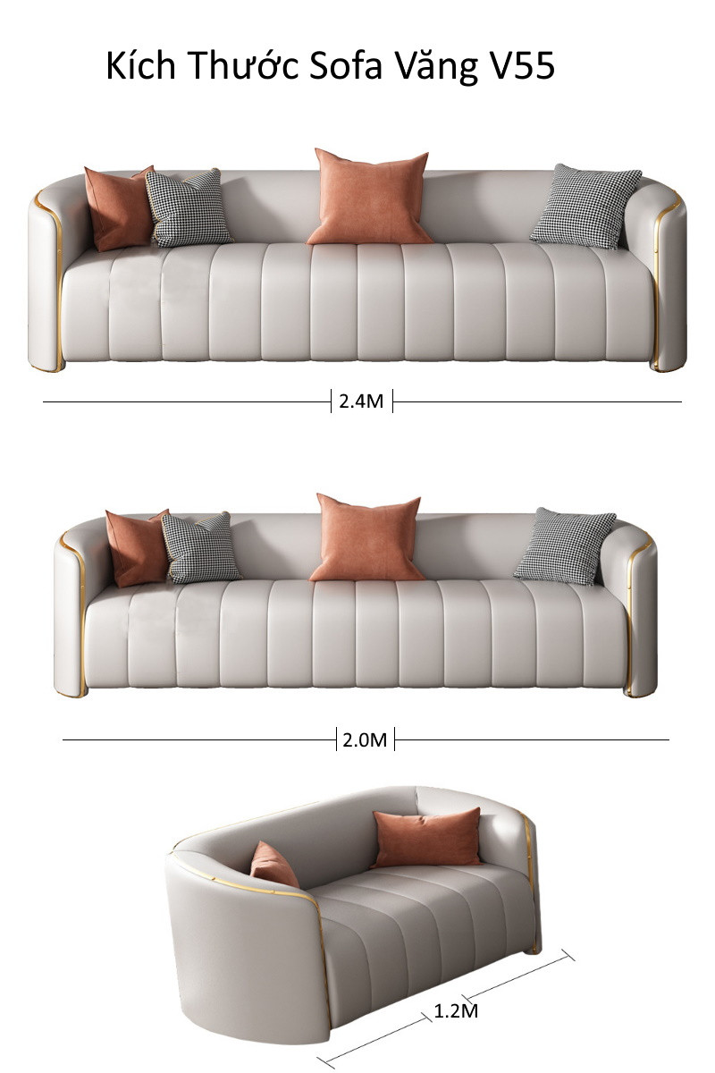 Ghế Sofa Đệm Da Viền Mạ PVD V55 – Đẳng Cấp Sang Trọng Cho Không Gian Sống - Ảnh 4