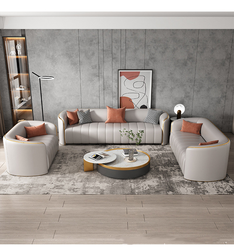 Ghế Sofa Đệm Da Viền Mạ PVD V55 – Đẳng Cấp Sang Trọng Cho Không Gian Sống - Ảnh 2