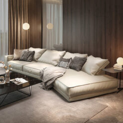 Sofa góc đệm da dáng cong L31 – Hiện đại, sang trọng, giá rẻ tận xưởng Sofa Huy Hoàng