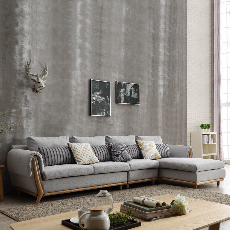HH-L22 – Ghế sofa góc đệm vải viền da gỗ sồi hiện đại, sang trọng cho phòng khách Việt - Ảnh 7