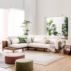 Sofa góc viền gỗ hiện đại L35 – Điểm nhấn sang trọng cho phòng khách