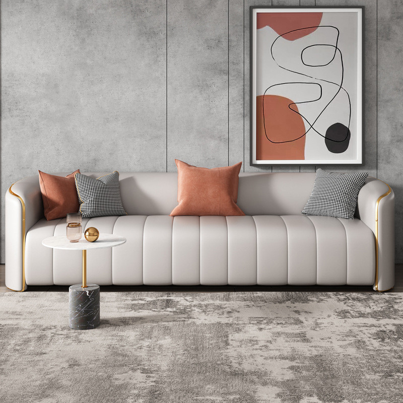 Ghế Sofa Đệm Da Viền Mạ PVD V55 – Đẳng Cấp Sang Trọng Cho Không Gian Sống