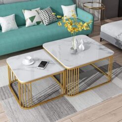 Bàn Trà Sofa Đôi Hình Vuông Mặt Đá Vân Mây HH21