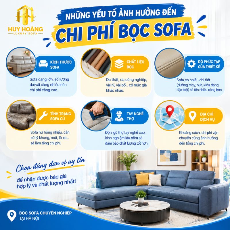Bọc sofa da tại Hà Nội giúp khôi phục vẻ đẹp của bộ sofa, đồng thời tiết kiệm chi phí so với mua mới.